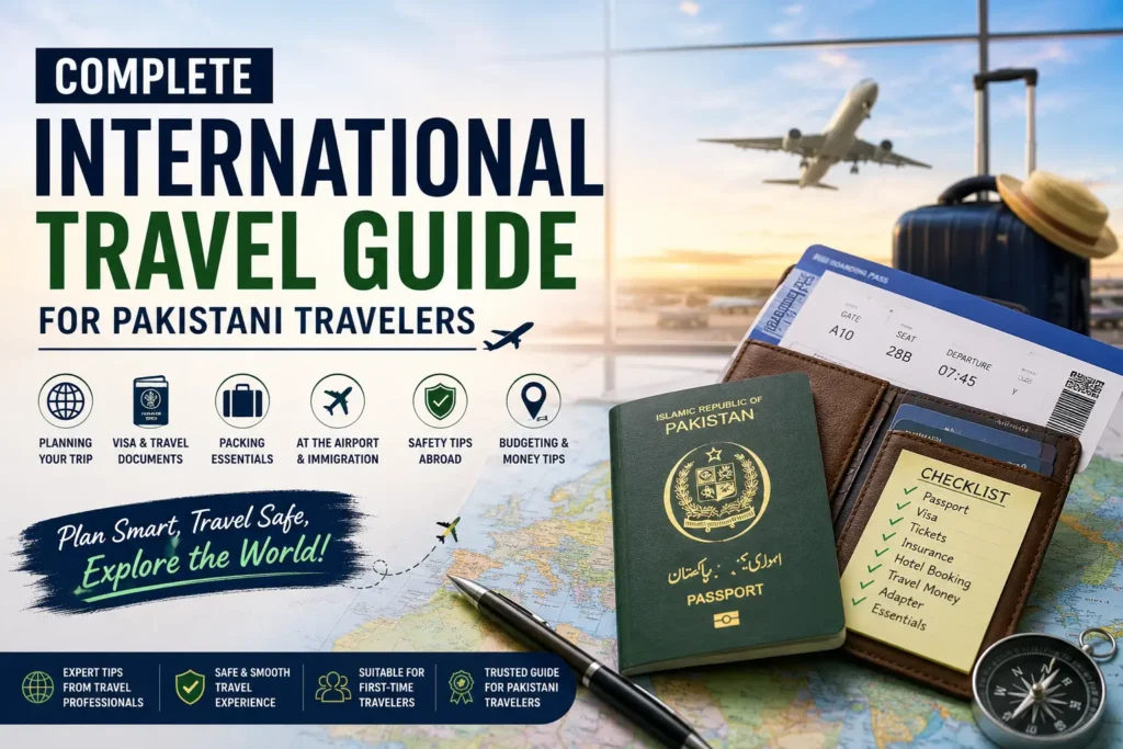 uae visit visa from pakistan with dubai skyline and pakistani passport