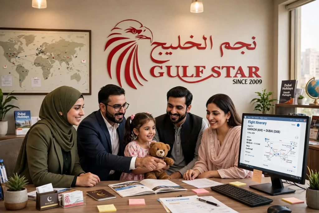 Gulf Star Services international flight tickets Karachi office team